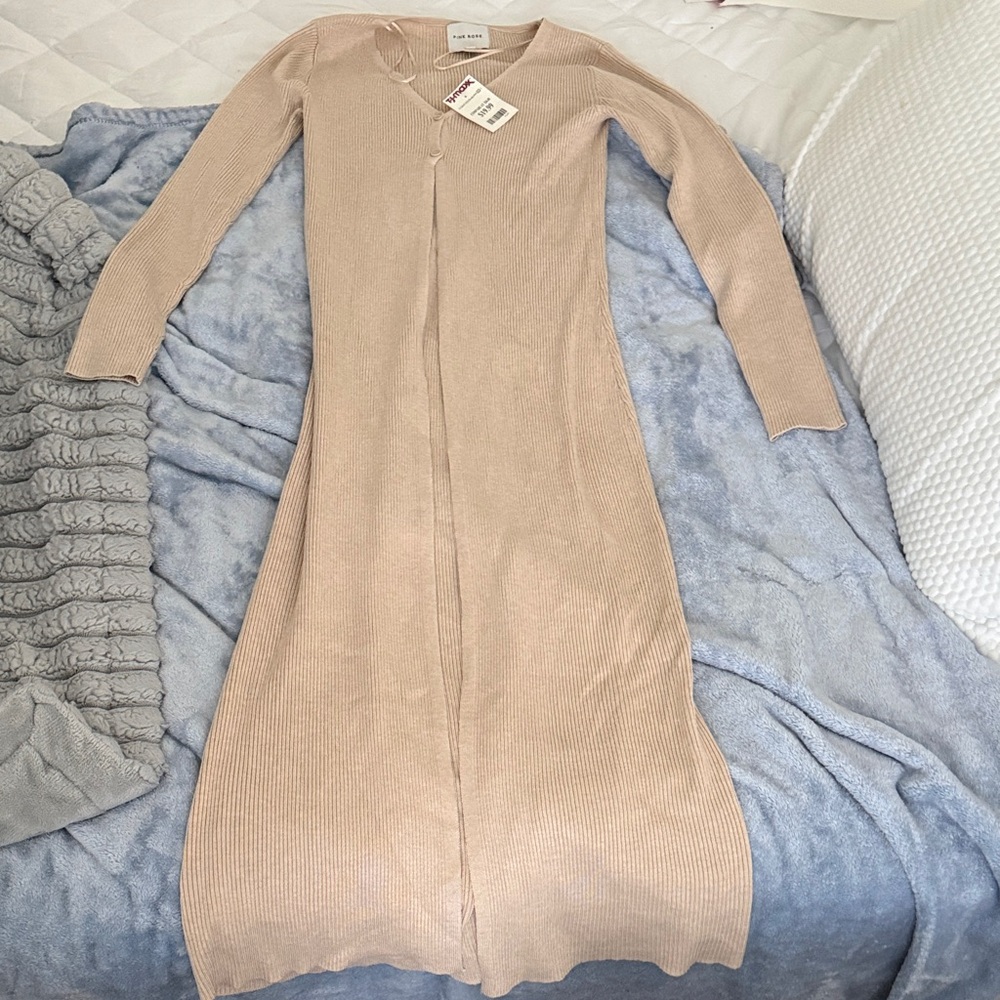 Pink Rose Beige Knit Sweater